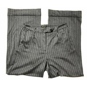 Gray Pinstripe Wide Leg Dress Pants